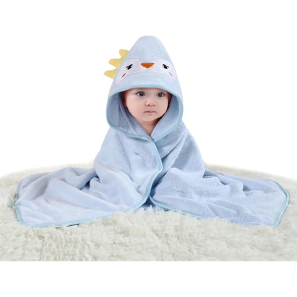 2PCS 80 x 80cm Baby Bath Towels with Hood,Ultra Soft Hooded Baby Towels for Newborn Babies Boys Girls,Animal Design Baby Bath Towel(Blue)