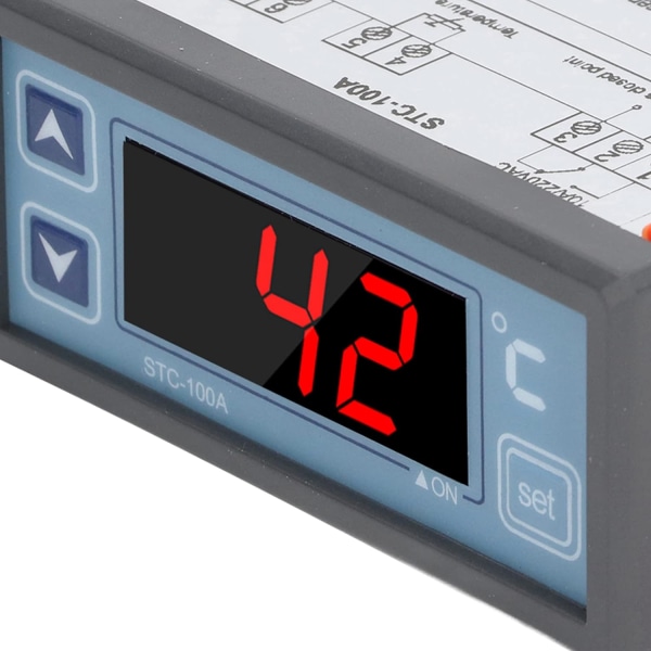 Intelligent termostat, stabil prestanda fördröjning skydd temperaturregulator 220VAC 50/60Hz med NTC-sensor för växthusplantering