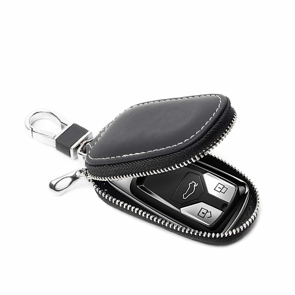 Bilnyckel fodral, smart nyckelhållare skydd PU läder bilnyckel kedja väska bil smart nyckelkedja mynthållare auto fjärrkontroll nyckelring plånbok (svart) Black