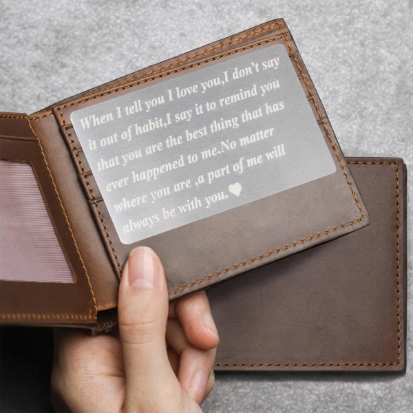 Personlig lommebokkort, lommebokinnleggskort til kjæreste ektemann Valentinsdagsgaver for menn Julebursdagsgaver (svart) Silver