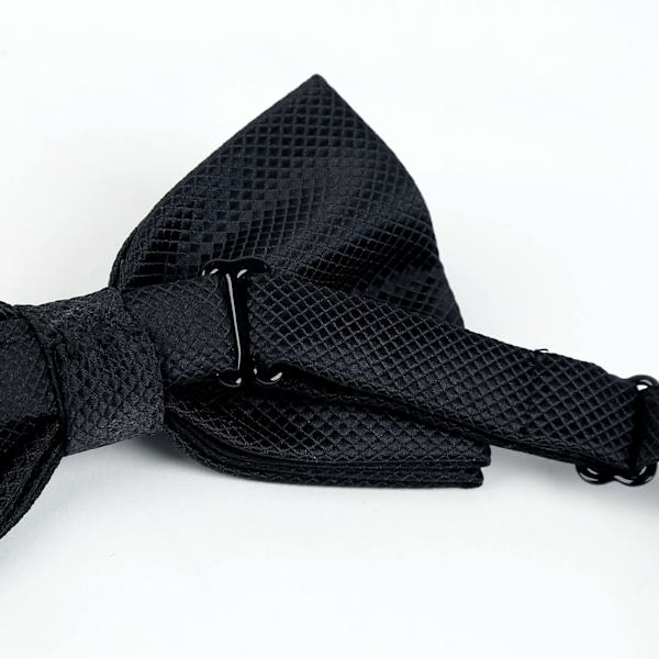 Herr Solid Färg Fluga Polyester Förknuten Bröllop Fluga Black