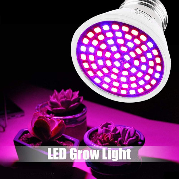 Pære til Indendørs Planter, 36W E27 LED Plantelys Pære, Fuld Spektrum 80 LEDs Plantelys Plante Blomst Hydroponisk Pære, AC220V
