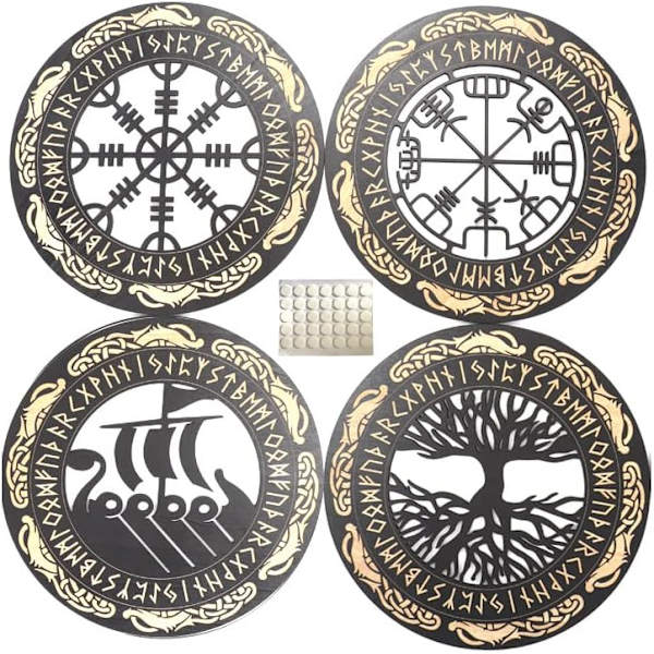 Viking nordisk mytologi runor träprydnader medeltida dekorativa väggskulpturer väggprydnad kompass livets träd väggdekoration A