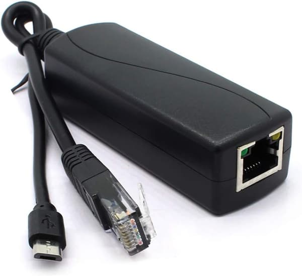 2-pack Gigabit PoE-splitter, 48V till 5V 2.4A Micro USB Ethernet-adapter, fungerar med Raspberry Pi 3B+ IP-kamera och mer