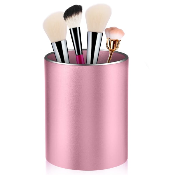 Pen holder blyantholder for skrivebord, metall blyantholder for skrivebord, sminkebørsteholder, blyantkopp, pennarrangør (rosa)