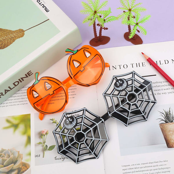 6 kappaletta Halloween-teemaisia laseja, Halloween-asujuhlatarvikkeita lapsille ja aikuisille, 6 erilaista tyyliä