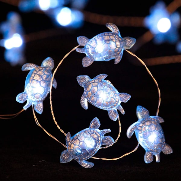 Nautical Ocean Theme String Lights, 30 LED Blue Sea Turtle, Waterproof Indoor Decorative String Lights with Remote and Timer for Bedroom