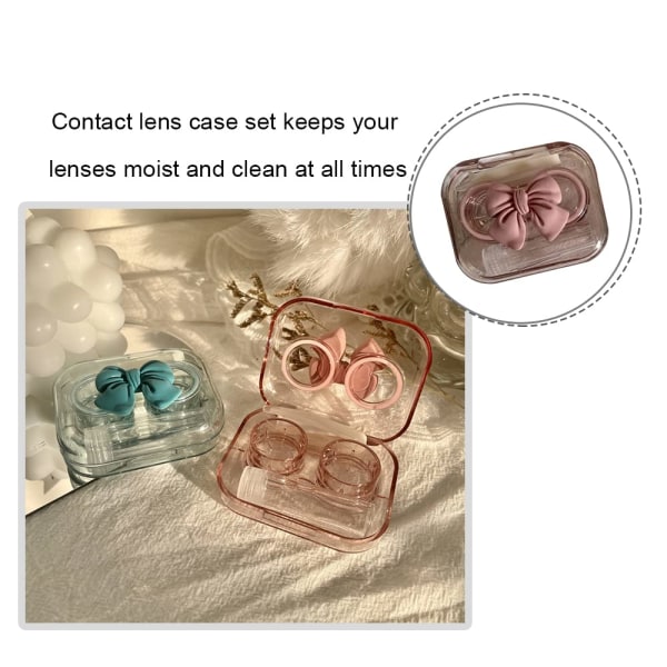 2 stk Kontaktlinseetui Kreativ sløyfeform Kontaktlinseboks Bærbar kontaktlinsebeholder for hjem og reise