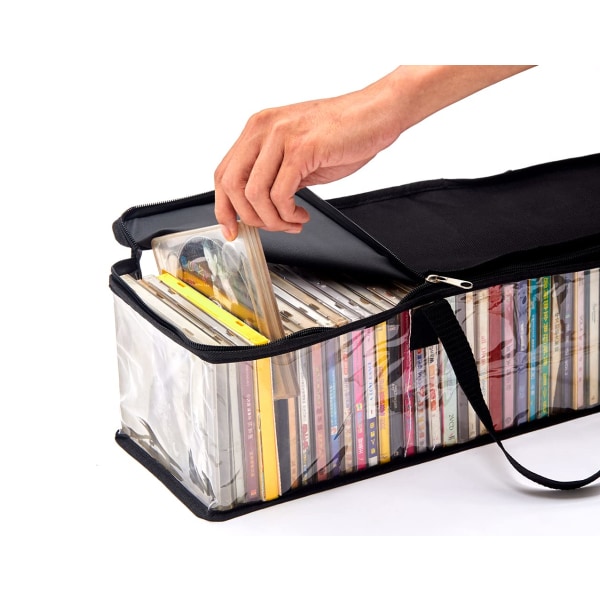 CD-säilytyslaukku (2 kpl), kannettava läpinäkyvä PVC-mediasäilytys, vedenkestävä CD-pidikekotelo case , muovinen kantolevy albumeille/peleille