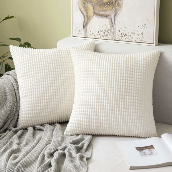set vakosametti pehmeää kiinteää koristeellista neliömäistä tyynynpäällistä set tyynynpäällinen case sohvalle 18 x 18 tuumaa 45 x 45 cm, valkoinen White