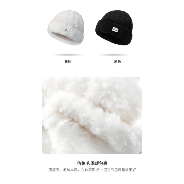Vinterhatte til kvinder imiteret pels-kasket Vintage varm hat white