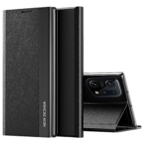 För Oppo Find X5 Ställ Design Elektroplätering Pu Läder Fallsäker Skyddande Fodral Magnetisk Absorpt