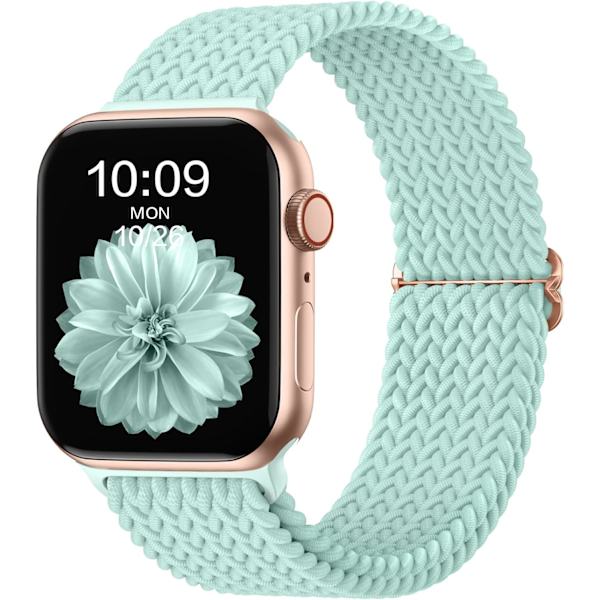 Flätat Solo Loop-armband 38 mm 40 mm 41 mm, stretchigt armband elastiskt sportband för Apple Watch SE/iWatch serie 9 8 7 6 5 4 3 2 1, grönt Green