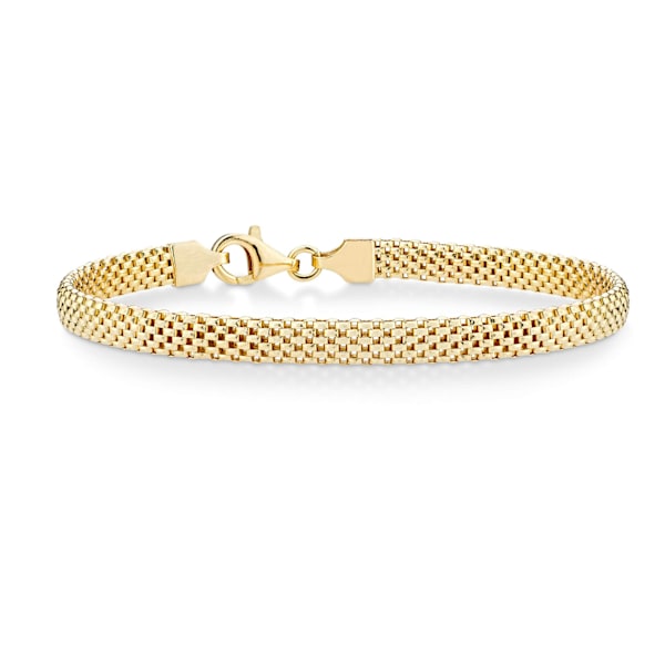 18K guld over sterlingsølv italiensk 5mm mesh link kædearmbånd til kvinder, 925