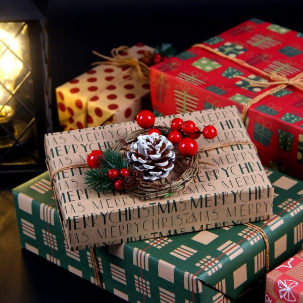 Joulun set, 12 pakkaus 70x50 cm Kraft taitetut arkit kierrätettävä paperi