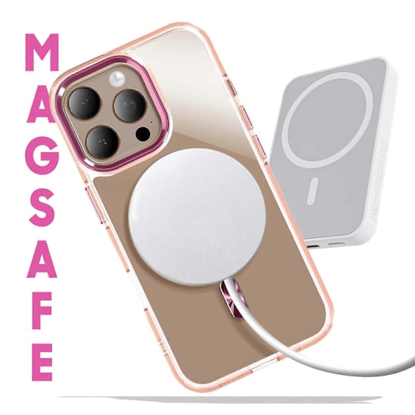 Case MagSafe til iPhone 16 Pro Bagside Krystal Farve, Rosaguld