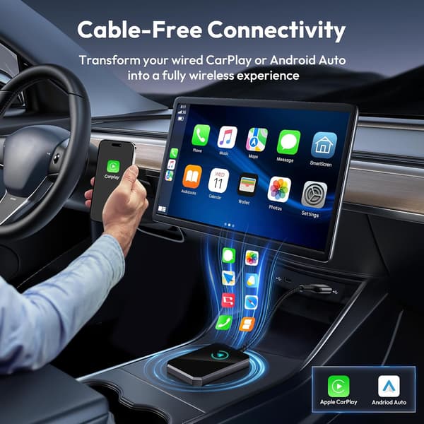 Langaton CarPlay -sovitin, 2024 Uusi langaton Bluetooth CarPlay -dongle Plug & Play -sovitin, Apple iPhone iOS 10+, Android 11+