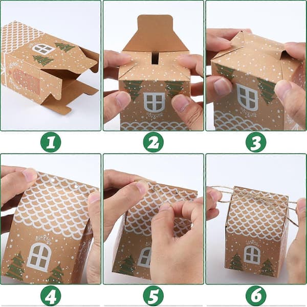 20 st Julklappsaskar, Juldekoration Kraftpapper Presentask, Liten Julklappsask för Presentinslagning Godis
