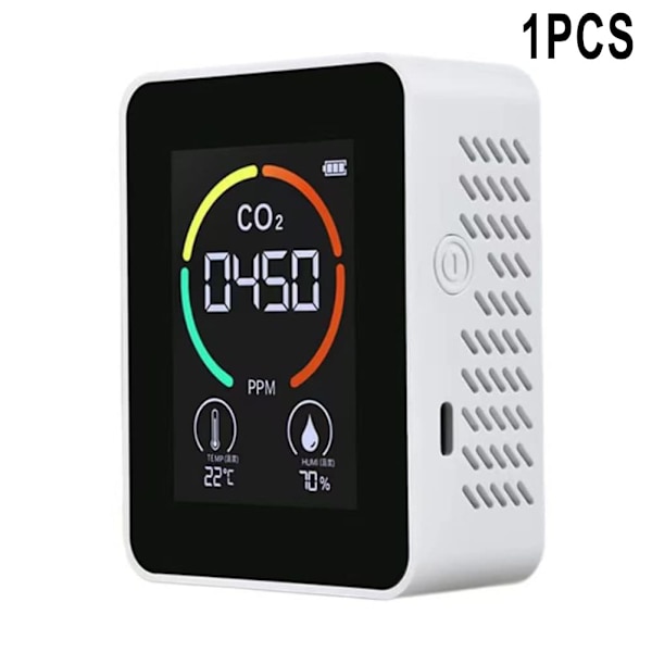 CO2-detektor, temperatur- og fugtighedsdetektor, luftkvalitetstest, kuldioxidmonitor, temperaturmonitor