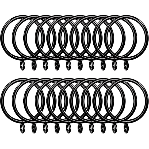 50-pack 38 mm gardinringar matt svart metall gardin draperistångsringar - passar stänger upp till 35 mm diameter, svart