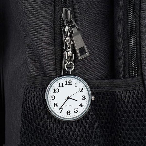 Minimalistisk ultra tynd lommeur med åbent ansigt i kvarts med nøglespænde Unisex bærbar Unisex lommeur - sort