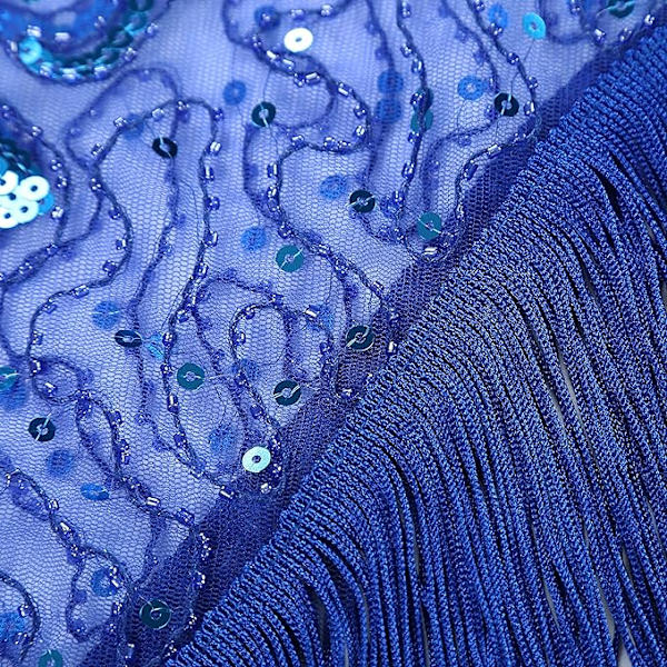 1920'er Stola Sjal Dame Sequin Tørklæder til Aftenkjole Retro Gatsby Fest Kostume Tilbehør blue