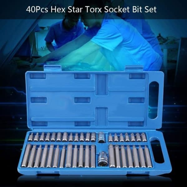 40 stk. Torx skruetrækker bitsæt med 12\" og 38\" adapter lange og korte bits YYV