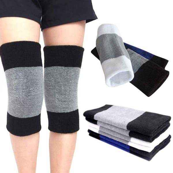 Knäskydd vinter varma termiska knäkompressionsärmar för kvinnor män black+grey