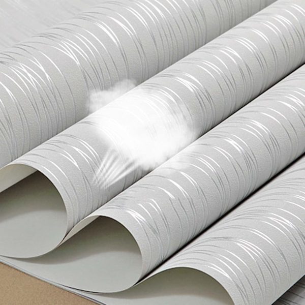 Modern minimalistisk non-woven, 3D tapet rulle glitter metallisk rand texturerad flockning randig tapet (blå 53X1000cm)，grå