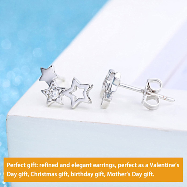 Sølv Cubic Zirconia Triple Star Stud Ørepynt