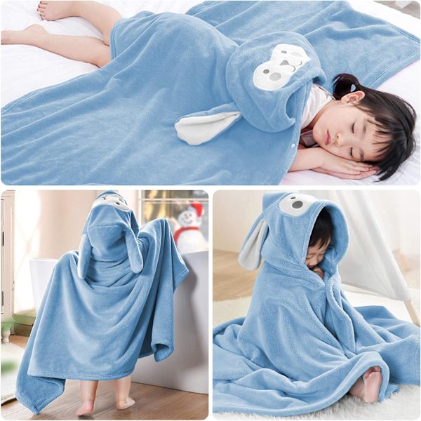 Baby Badhandduk med Huva Ultra Mjuk Handduk Hög Absorberande Badrockfilt Småbarn Duschgåvor för Pojkar Flickor-27,5\" x 55\" (Blå)