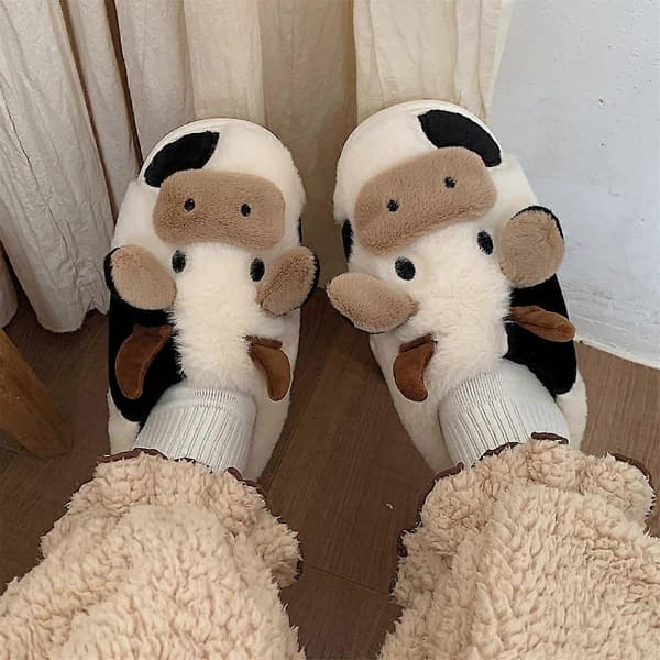 Tegneserie Ko Bomuld Hjemmesko, Vinter Hjemmesko til Kvinder Size 39-40