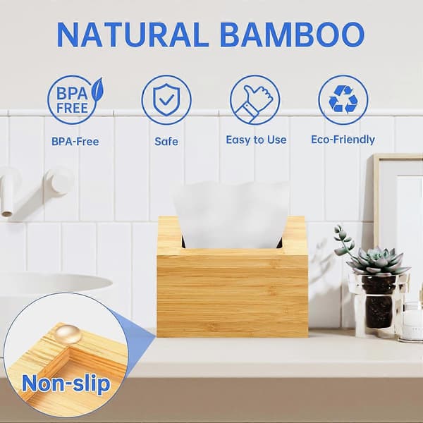 Handdukslåda, naturligt bambu tissueboxskydd för hem, kontor, badrum