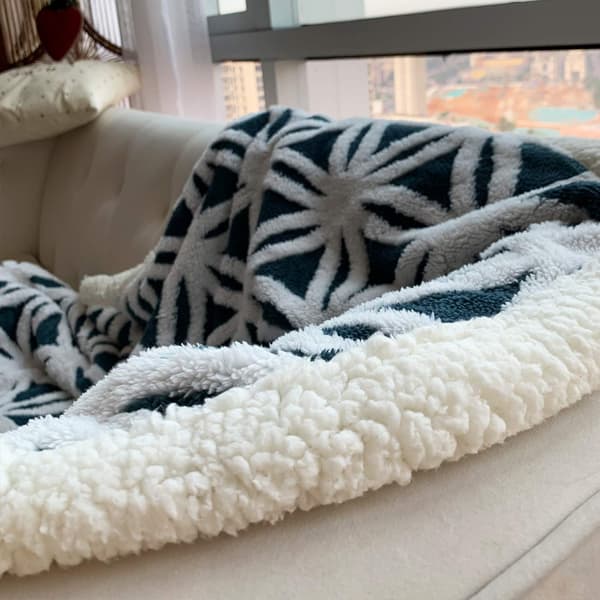 Mykt teppe til sofa - varmt Sherpa flanell teppe til sofa, tykt teppe til sofa, fluffy teppe til sofa blue 130*160cm