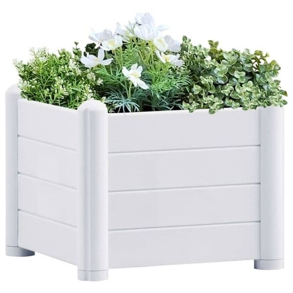 vidaXL Odlad planteringslåda PP Vit 43x43x35 cm white Vit