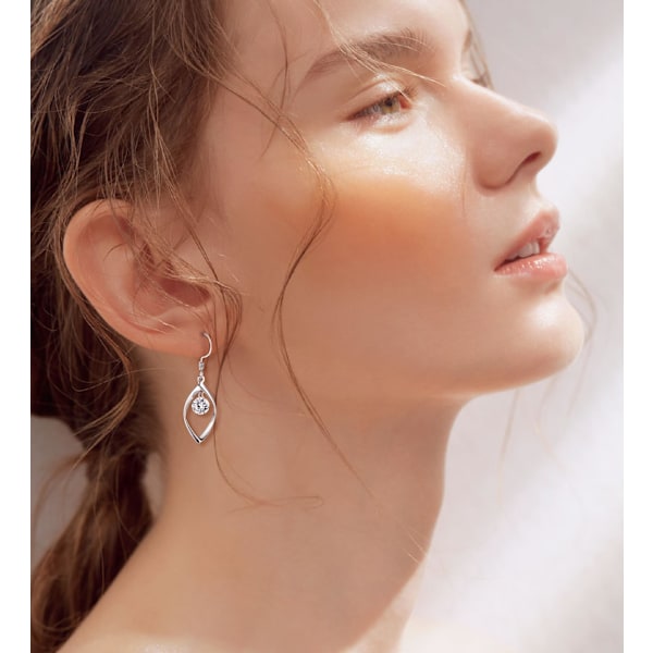 925 Silver Dangle Örhängen för Kvinnor Flickor Linjära Drop Statement Örhängen Clear Cubic Zirconia Tear Drop Dangle Hook Örhängen