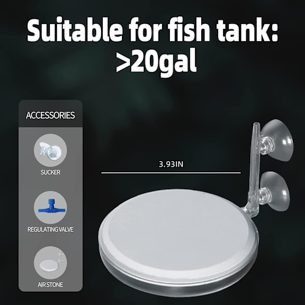 Akvarie Luftsten Nano Boble Sten Kit med Kontrolventil Stille Super Høj CO2 Opløst Oxygen Diffuser(100mm)