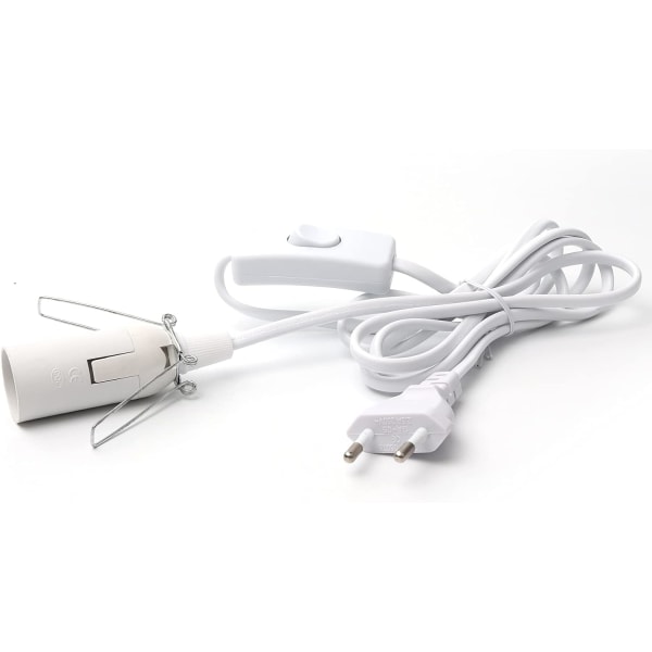 Kabel til saltlampe med afbryder - E14-1,8 m - Stik til saltlampe, Hvid White