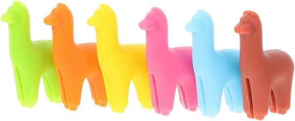 6 stk. Vinglassmerker Silikon Alpaca Drikkemarkører