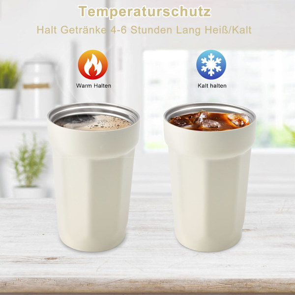 Läckagesäker med lock, Resemugg i rostfritt stål, Termosmugg för kaffe och te på språng, Läckagesäker för kaffe, vin, mjölk