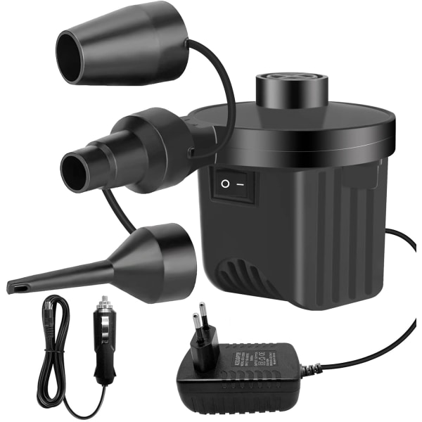 Elektrisk luftpump, uppblåsare, tömmare, uppblåsare med 3 munstycken, hög effekt paddelpump för luftmadrass, uppblåsbara madrasser