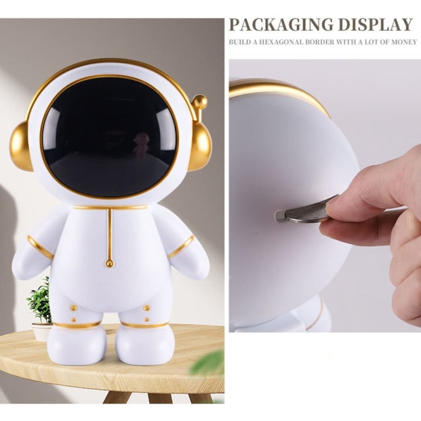 Astronaut Sparbössa, Rymdman Modell Spargris, Lämplig för Pojkar, Flickor, Barn, Leksaker, Förvaringsburk, Prydnad, Rumsdekoration, Födelsedag(Guld) Gold
