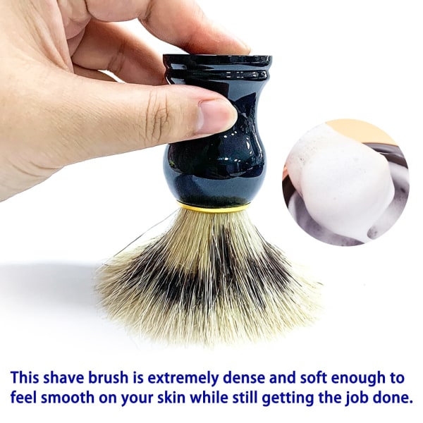 100 % ren grevling-barberkost, håndlaget grevling-barberingsbørste for menn med blått håndtak, profesjonell frisørsalongverktøy våtbarbering (1 stk)