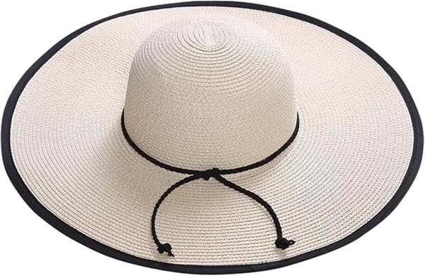 Dame 5,5 tommers bredbremmet stråhatt Floppy Foldable Roll up Cap Strand Solhatt