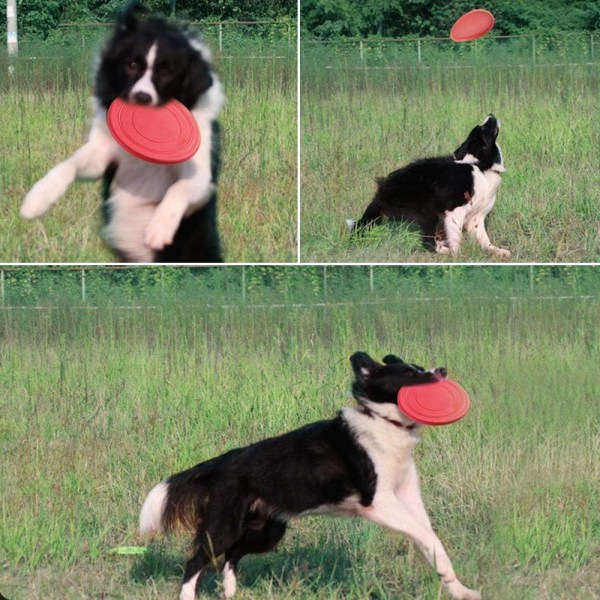 Frisbees för hundar, röda kastleksaker i slitstarkt gummi för de flesta hundar och valpar, 7 tum