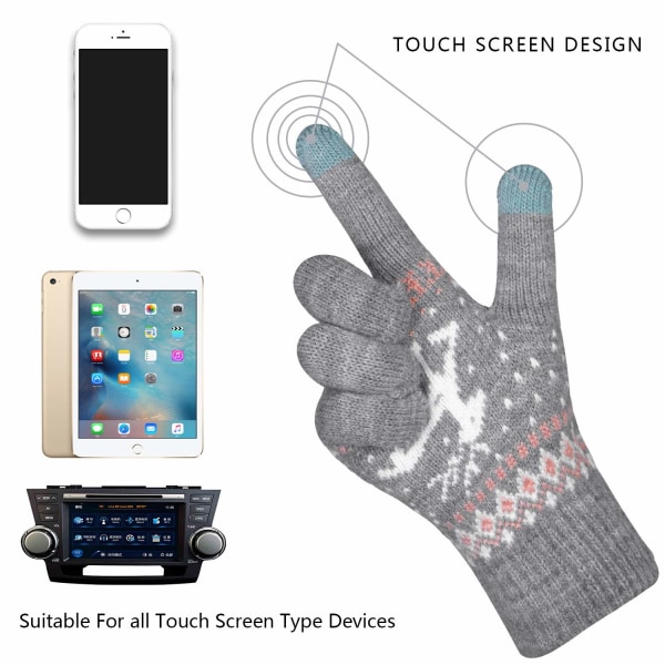 2 par dam vinter touch screen handskar varma stickade termiska handskar förtjockning plysch foder handledsskydd pekskärm för smartphone