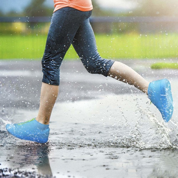 Vanntette skotrekk, gjenbrukbart skotrekk i silikon Sklisikkert Slitesterk glidelås Elastisk regntrekkbeskyttelse for menn, kvinner (33-38) Blue M