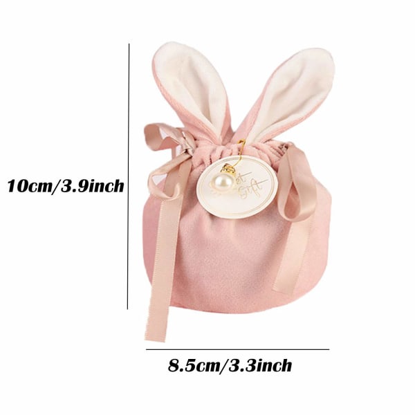 Easter Candy Bags,5 PCS Chocolate Jewelry Organizer Velvet Bags with Cartoon Rabbit Ears Party Gift Packing Bags for Bakery Party (Pink)