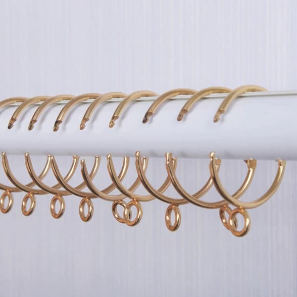 20 stk. Åbne Guldfarvede Gardinerringe Åbne og Rustfrie Metalgardiner med Stifter (3,8 cm)