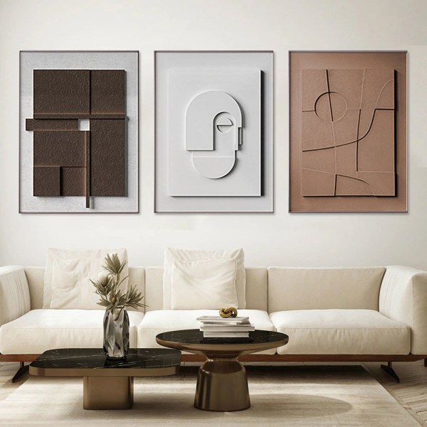 Painting wall art, 3D art, geometric abstract painting, interior wall decoration mural, living room wall painting